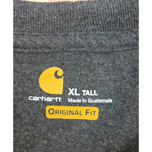 Carhartt Mens Tall Long Sleeve Tshirt XLT Gray Crewneck Work Pocket - Picture 5 of 7